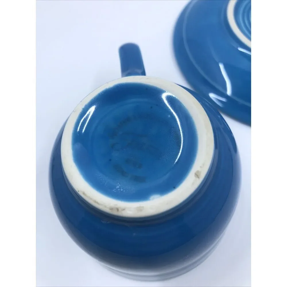 Fiesta Ware Tea Cup and Saucer Peacock Blue Home Laughlin
